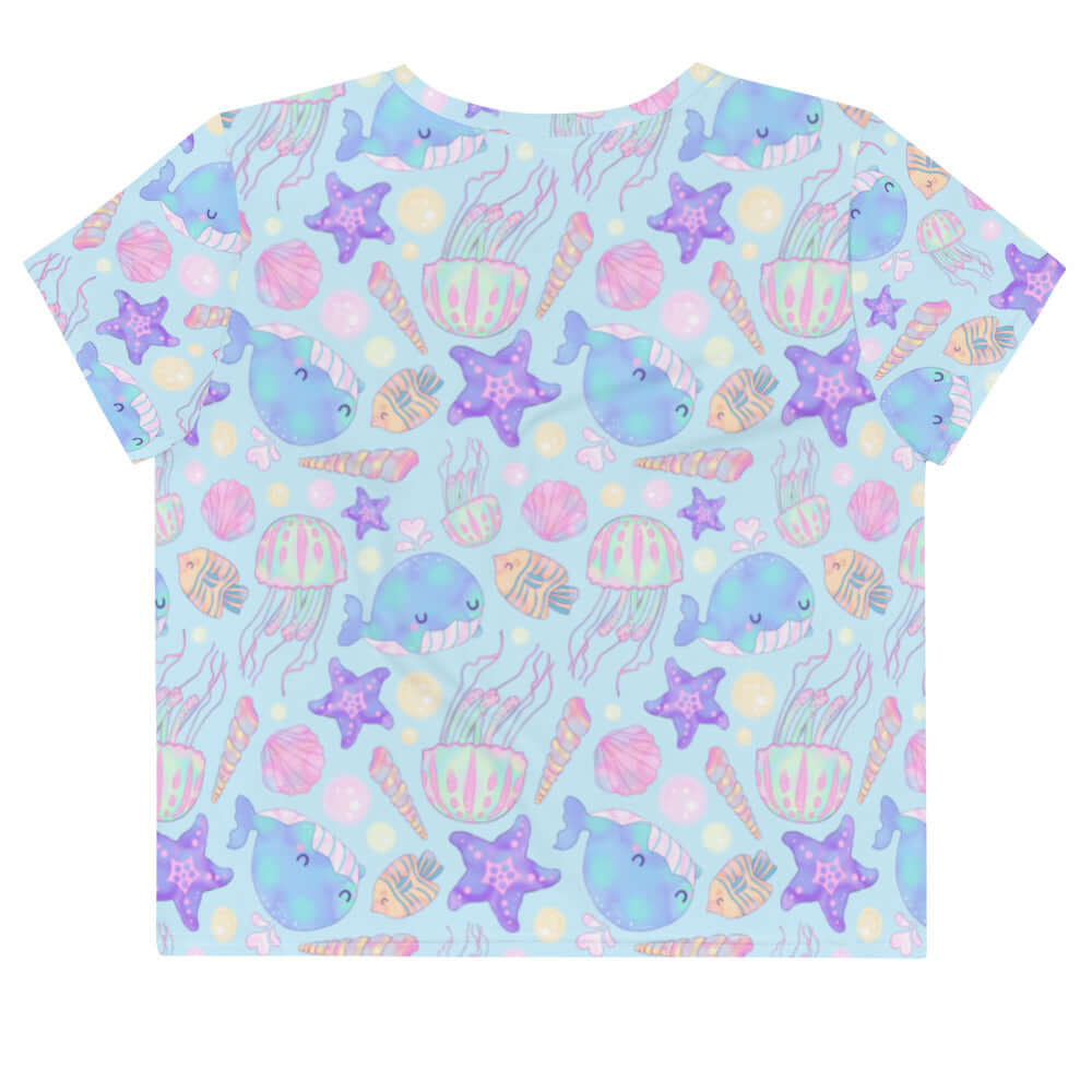 Adorable Under the Sea Crop Top featuring playful sea creatures, perfect for beach outings or casual wear.