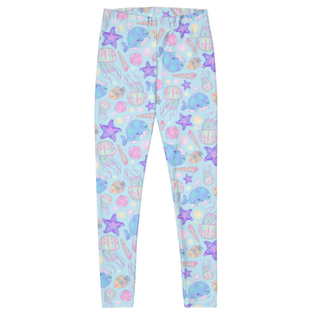 Soft and vibrant Under the Sea Leggings featuring playful ocean creatures, perfect for standing out and feeling comfortable.