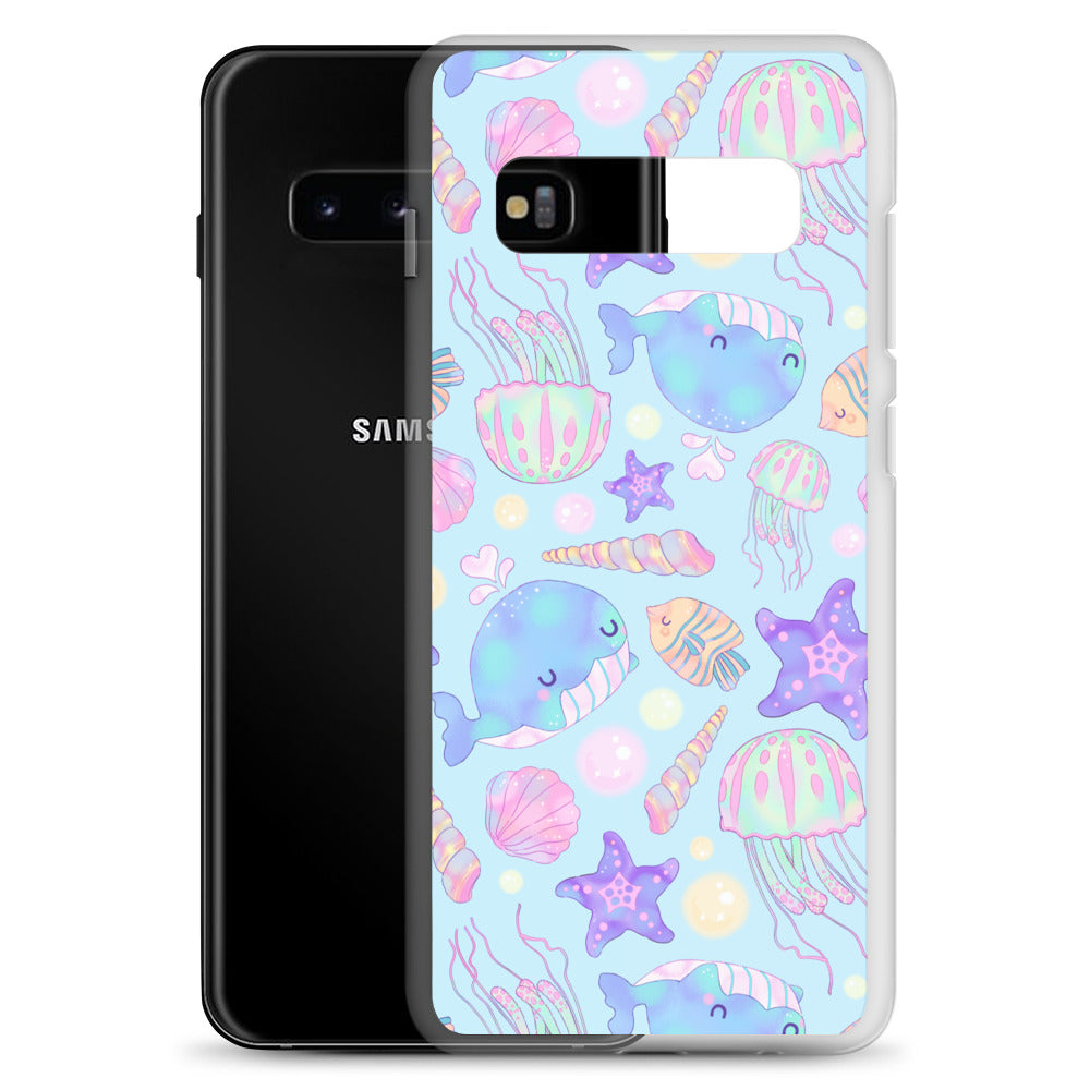 Cute Under the Sea Samsung® Clear Case featuring colorful marine life, perfect for style and protection.