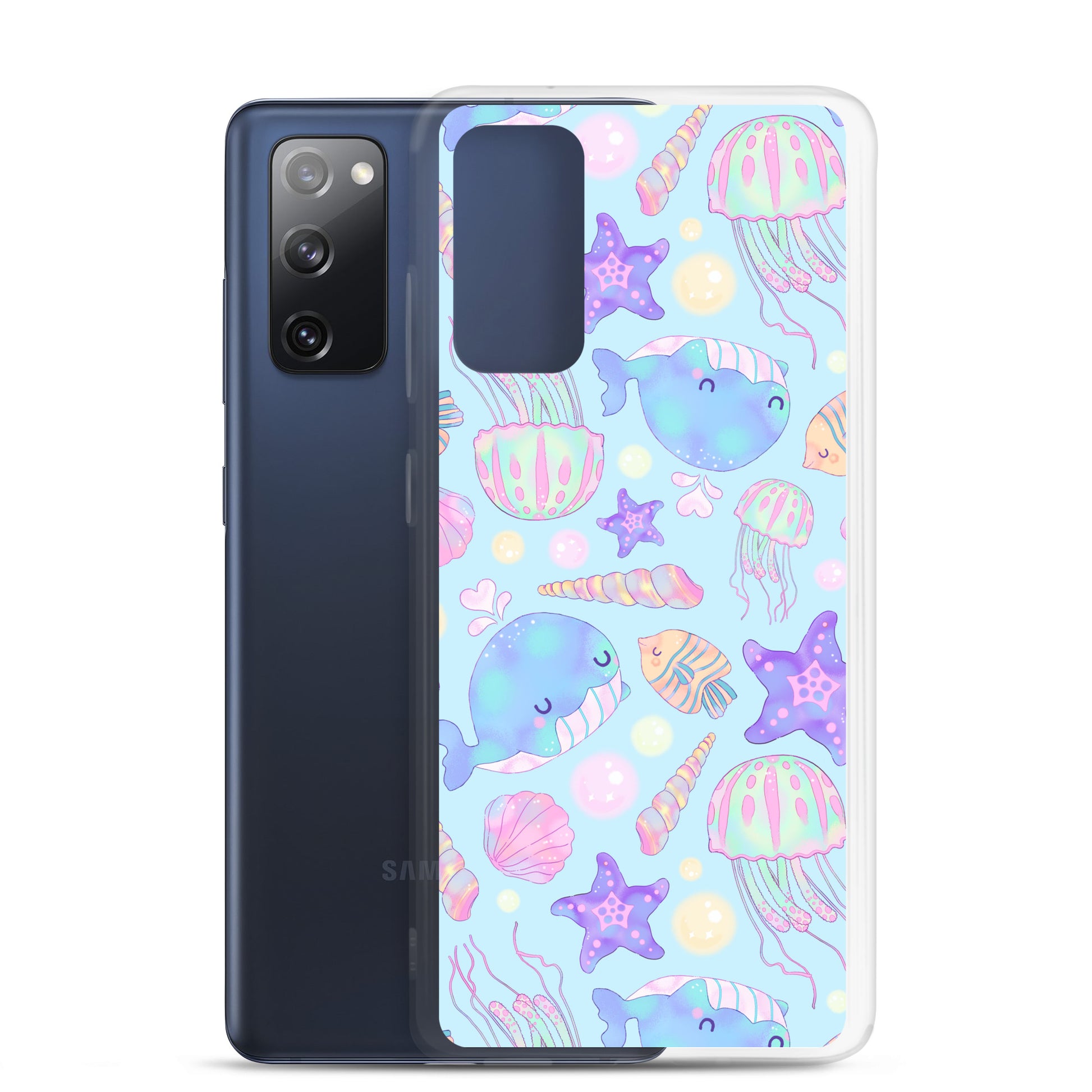 Under the Sea Samsung® Clear Case features cute sea creatures, perfect for protecting your phone with style.