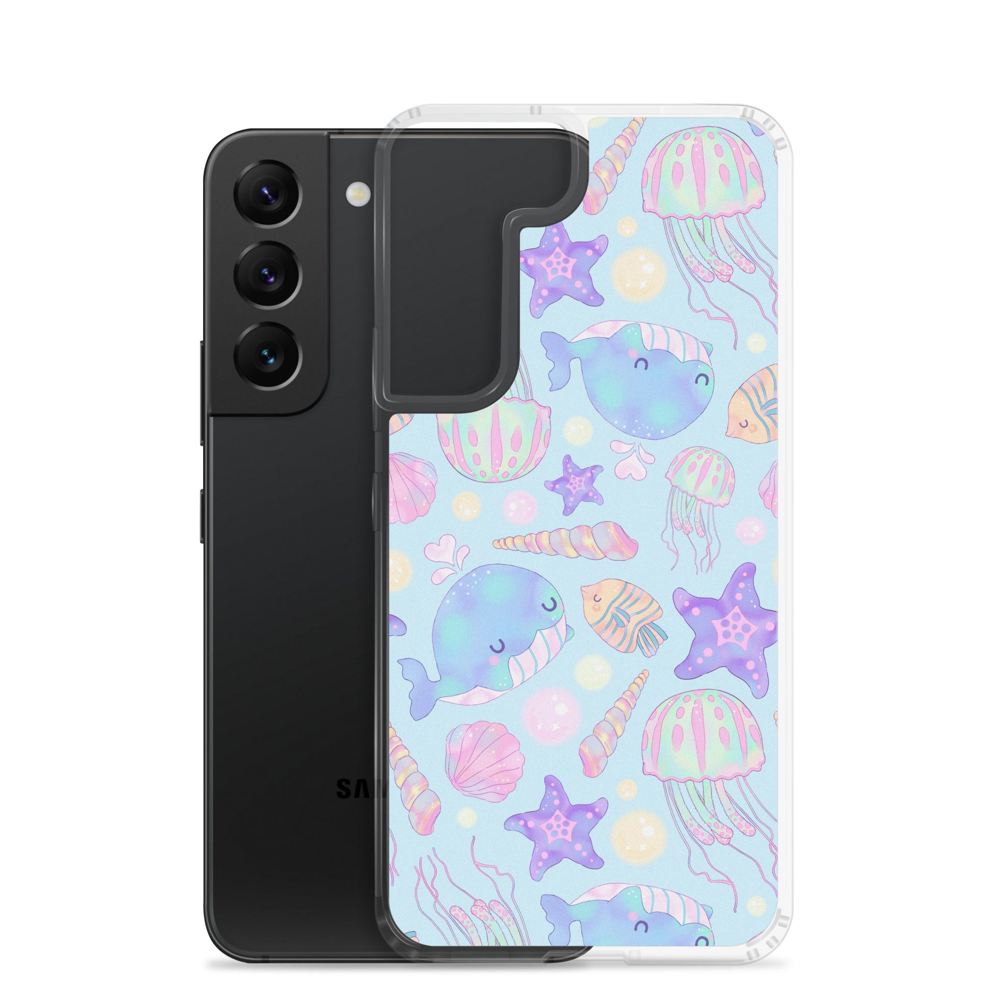 Under the Sea Samsung® Clear Case showcases adorable marine life designs, keeping your phone safe and stylish.