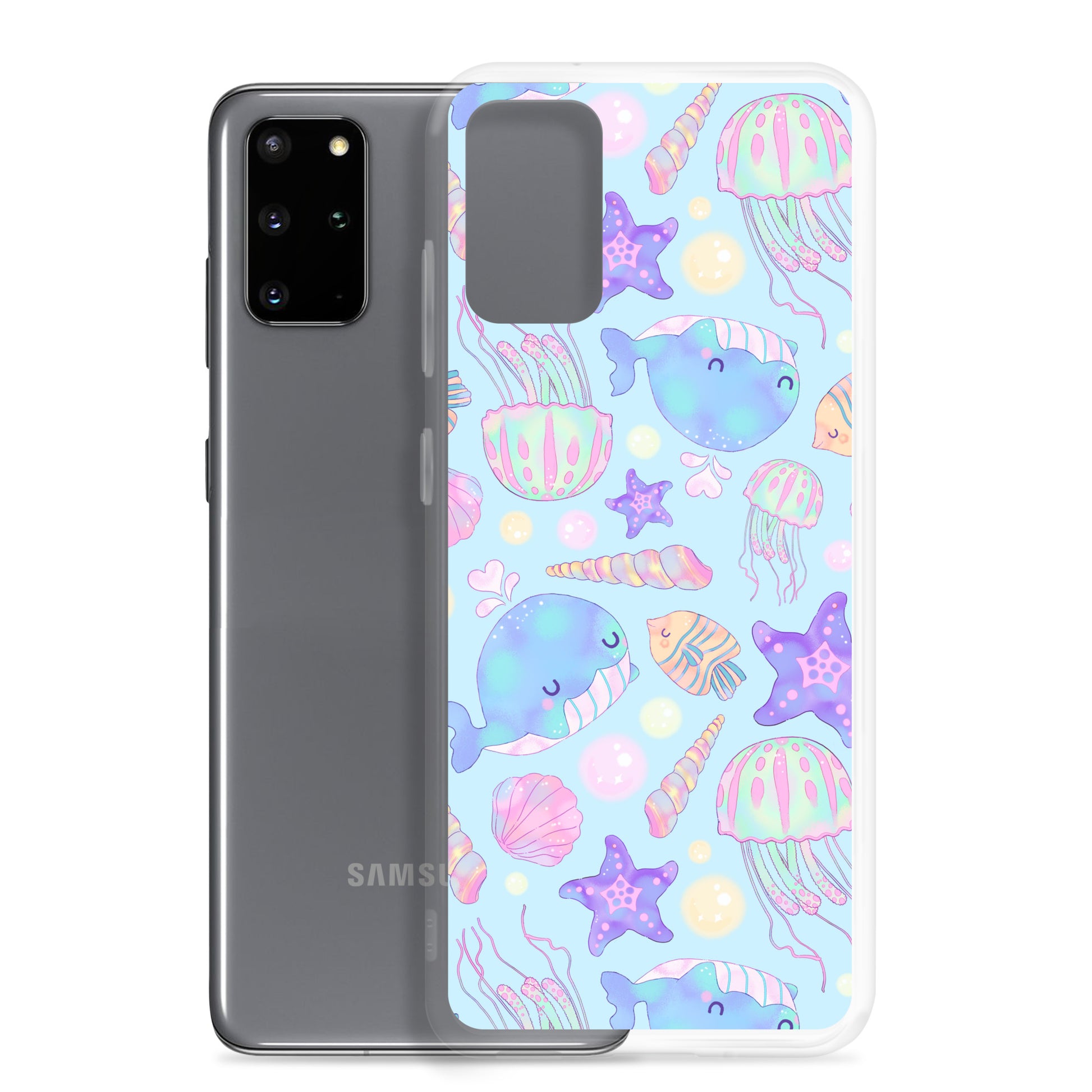 Protect your phone with the Under the Sea Samsung® Clear Case, featuring adorable marine life designs.
