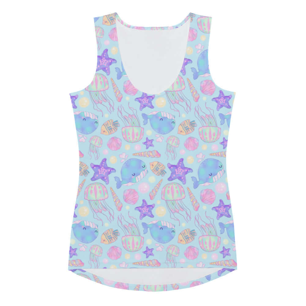 Colorful Under the Sea Tank Top featuring playful sea creatures, perfect for a fun and comfortable summer look.