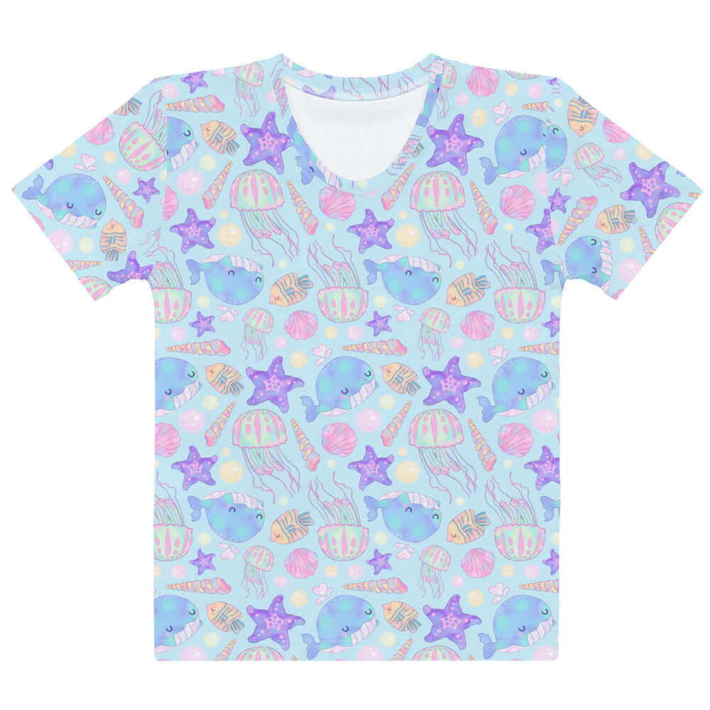 Colorful Under the Sea T-shirt featuring playful marine life patterns, perfect for comfort and style.