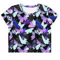 Vibrant Butterfly Crop Top featuring a colorful butterfly design, perfect for a girly and stylish look.