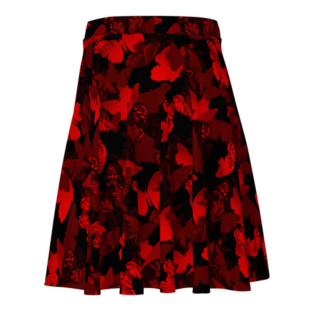 Vibrant Butterfly Skater Skirt in red and black, perfect for a flattering and comfy fit. Ideal for any occasion!